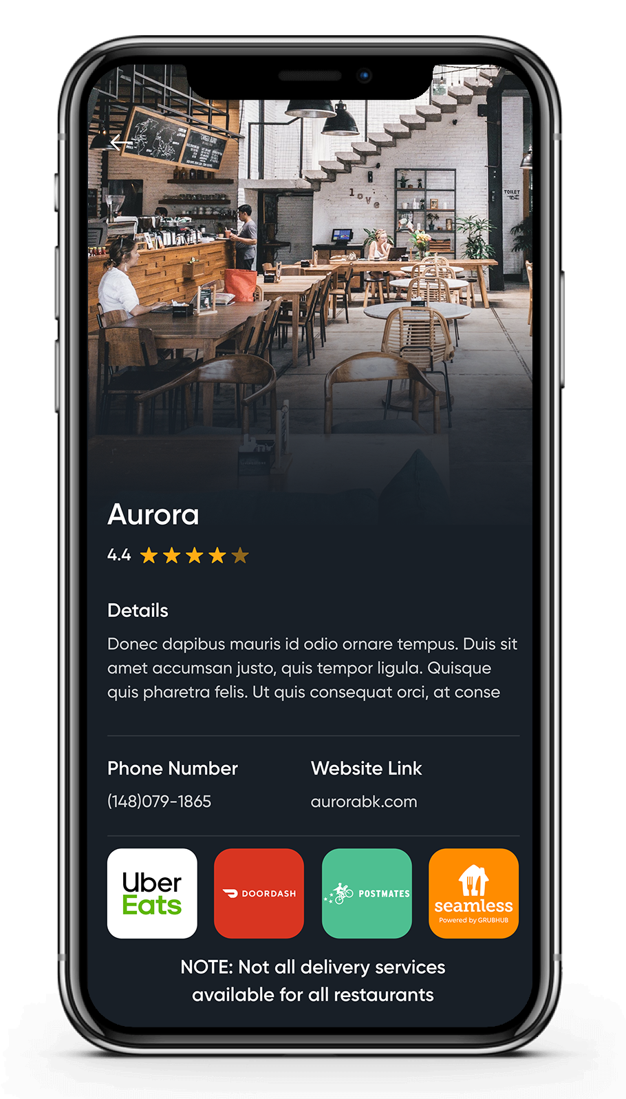 FoodFlix restaurant selection screen