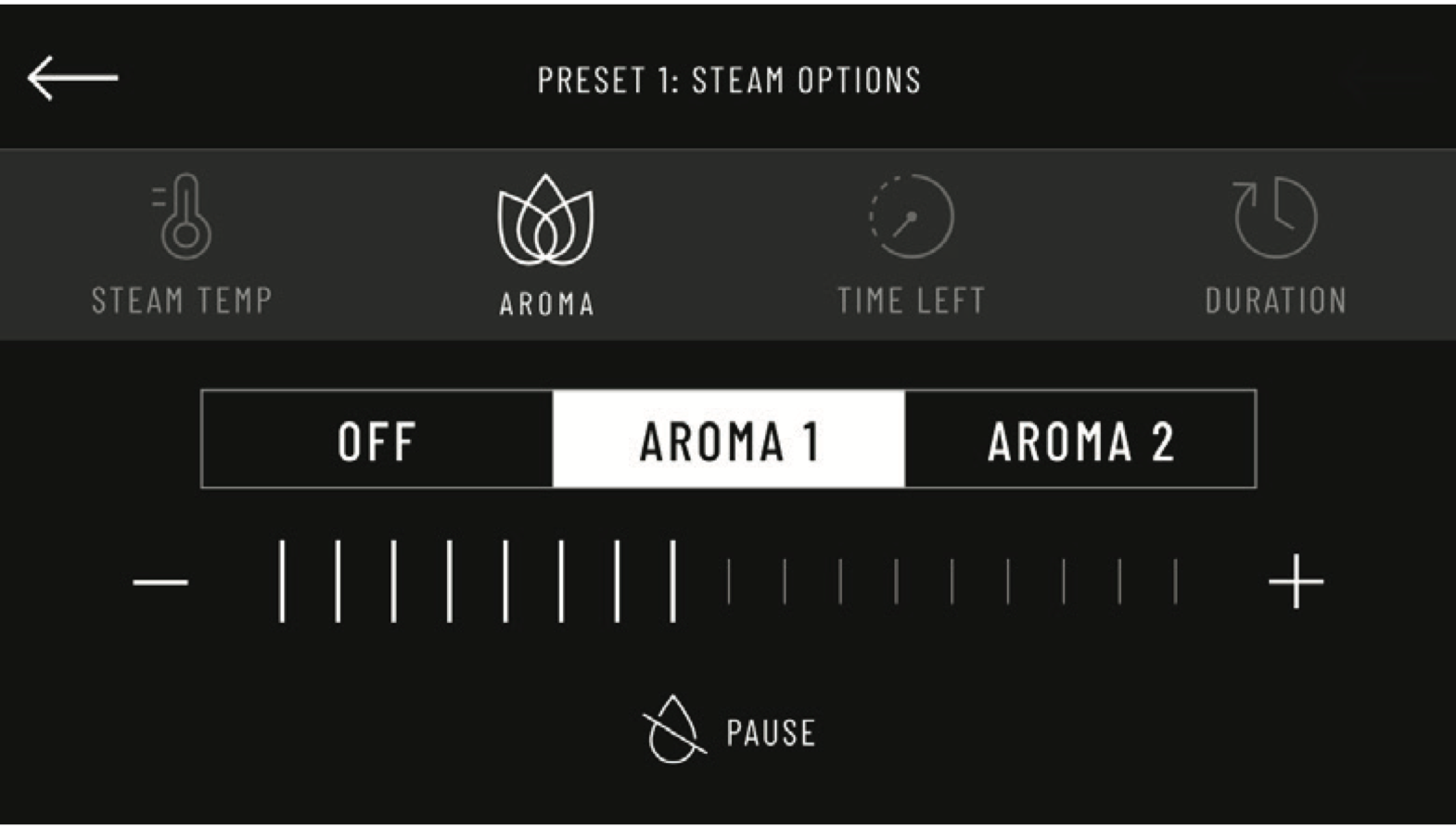 Brizo luxury shower interface in aroma options