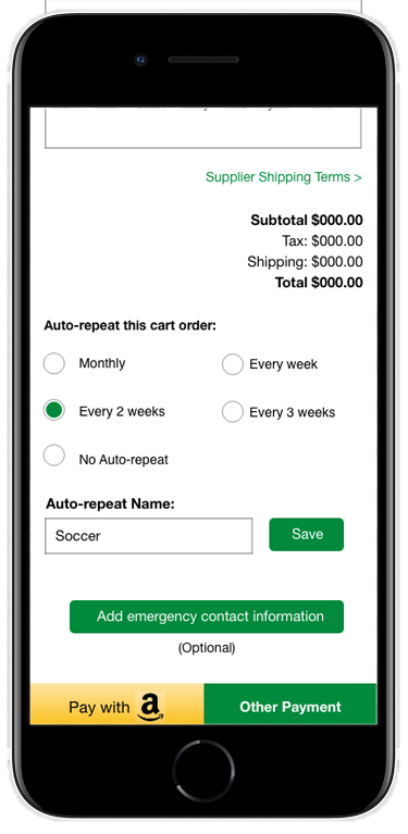 Marketplace app payment screen