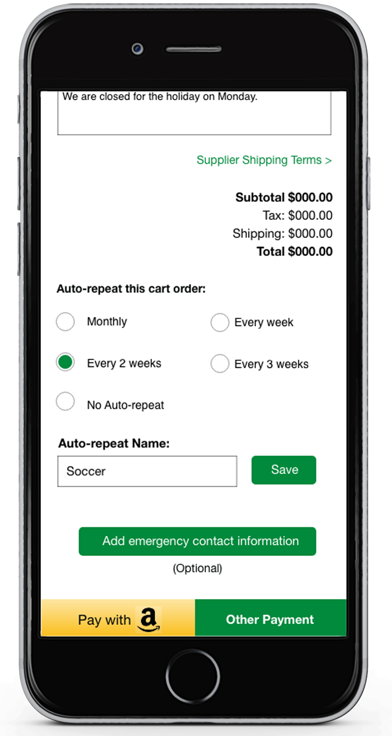 Marketplace app product purchase screen