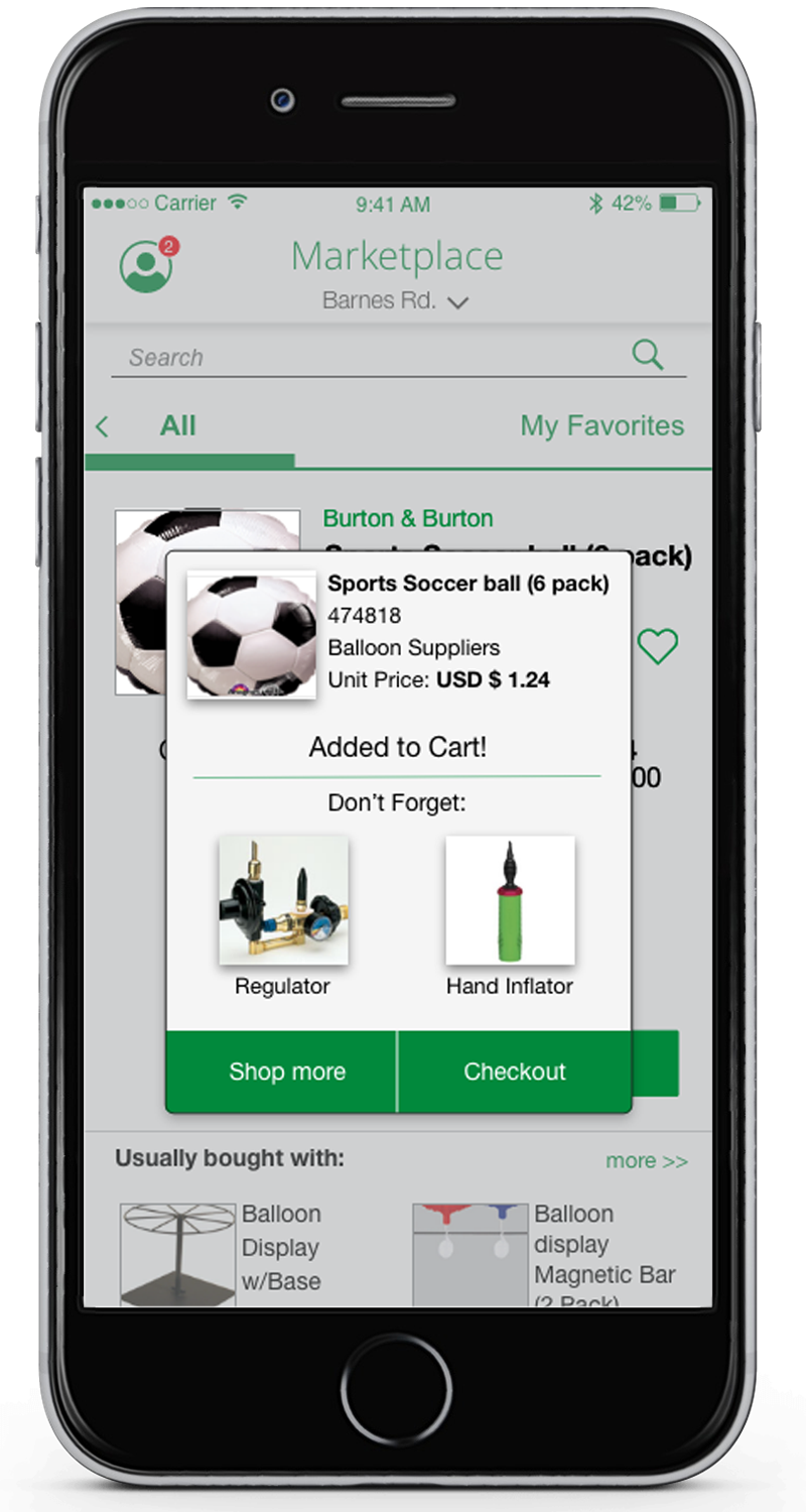 Marketplace app product purchase screen