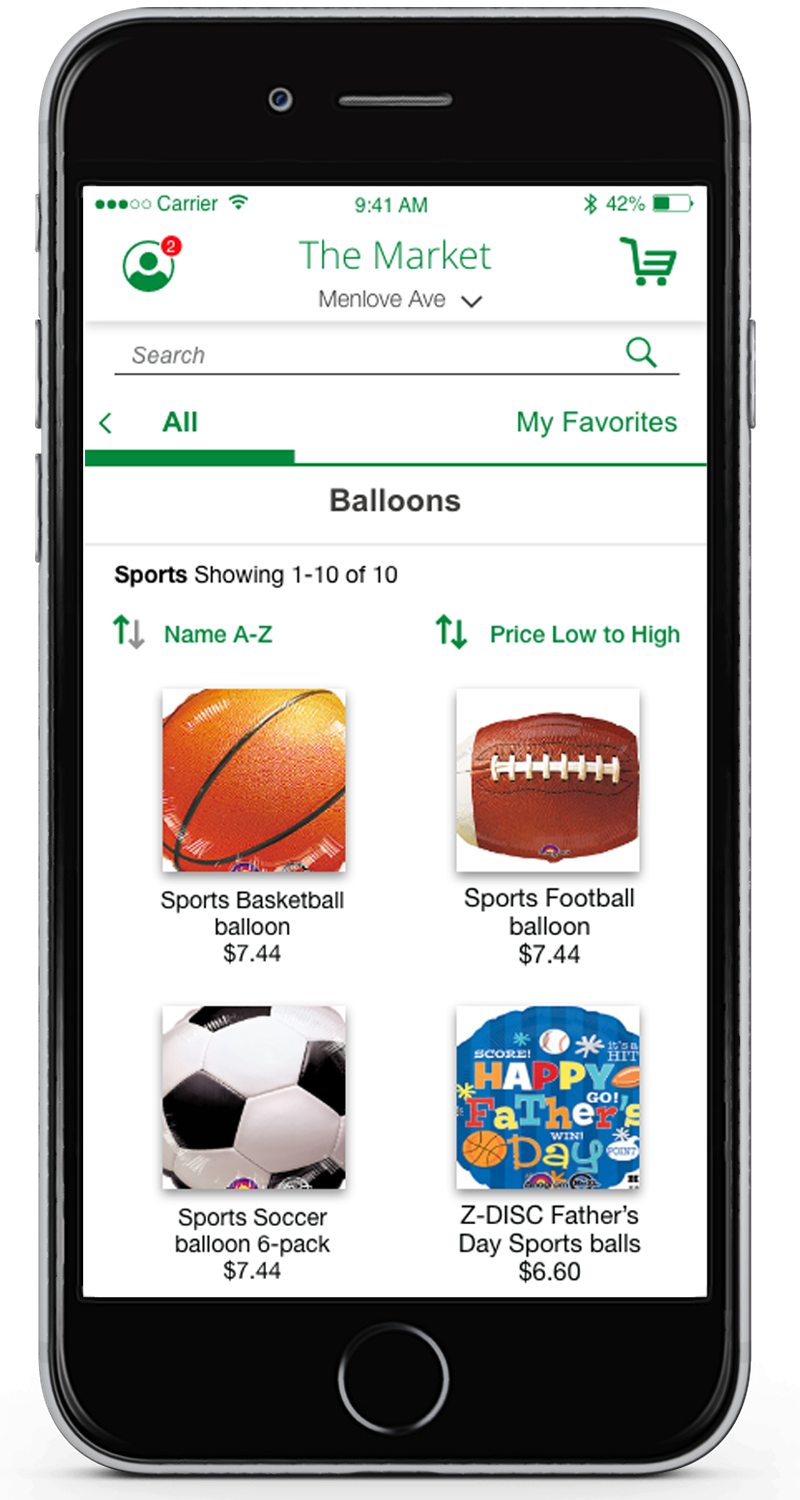 Marketplace app main category screen