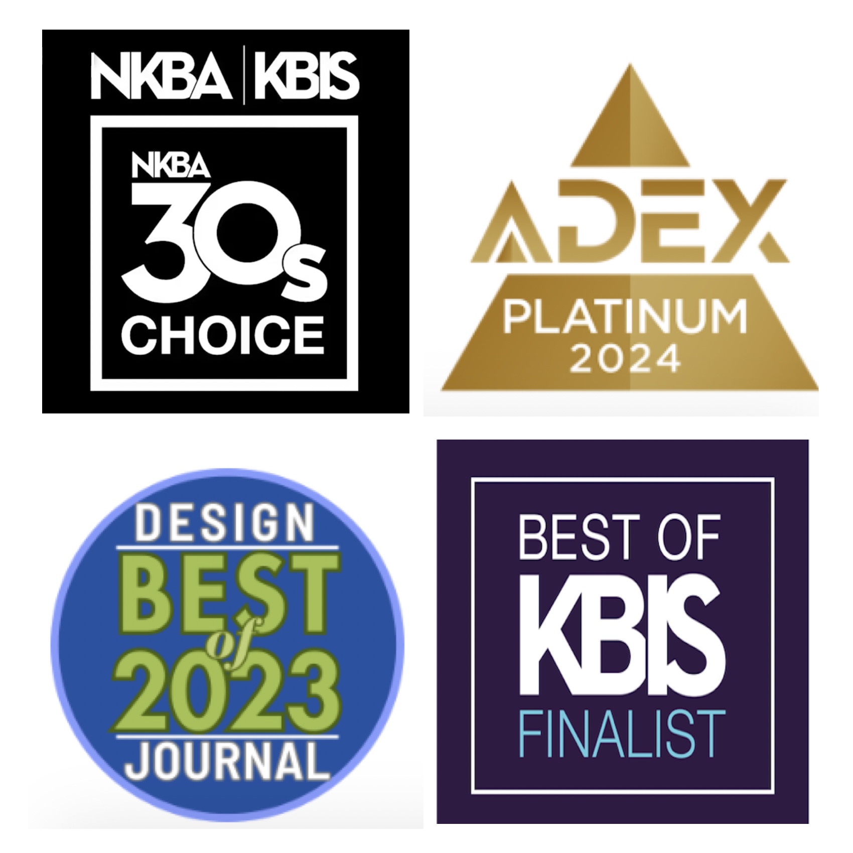Awards from KBIS, ADEX, Design Journal graphic