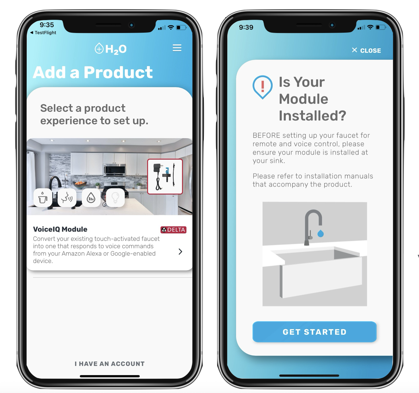 Previous DFC app design — cluttered and non-compliant