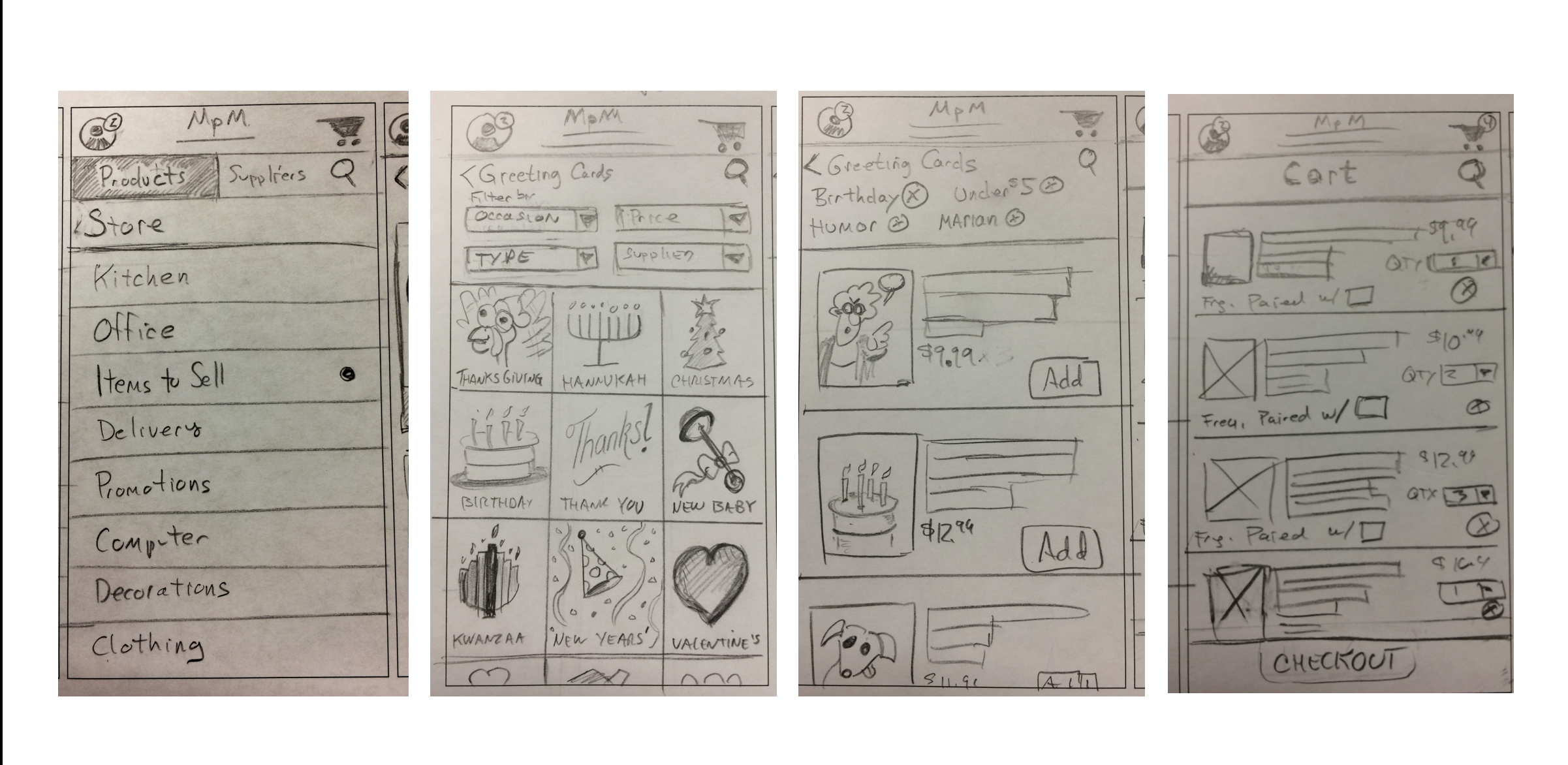 Sketches of mobile design concepts