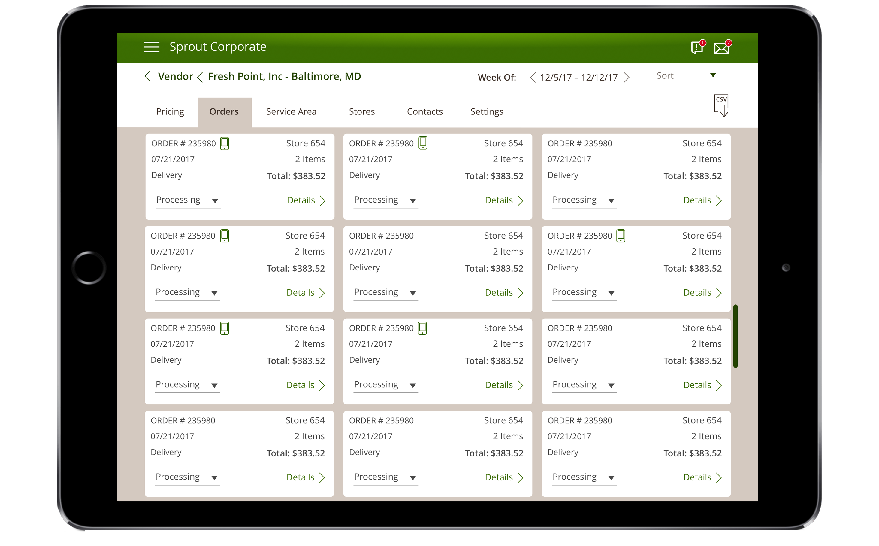 See and track all orders from stores to vendors