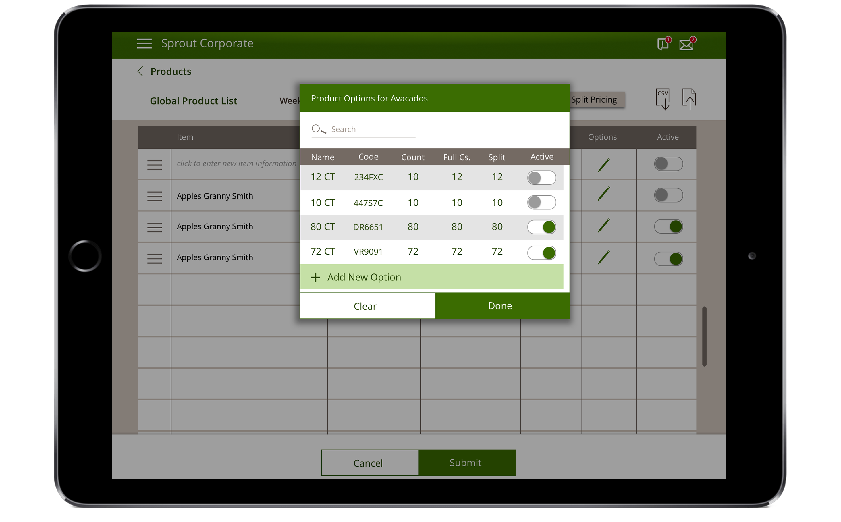 Edit product options and vendors