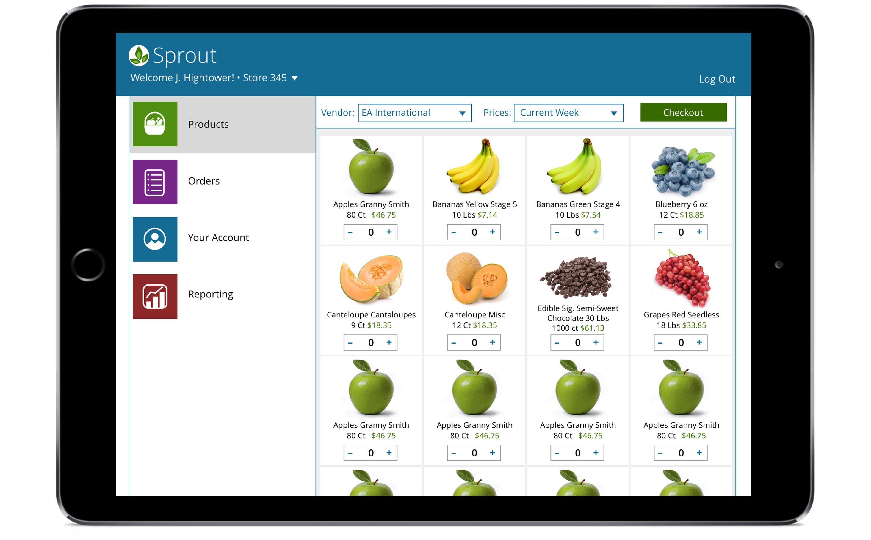 Sprout vendor pricing management screen