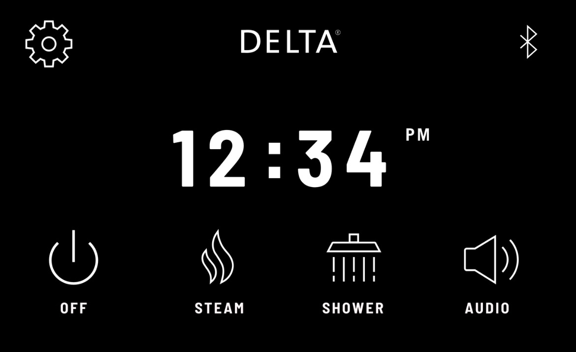 Delta Steamscape shower interface main screen